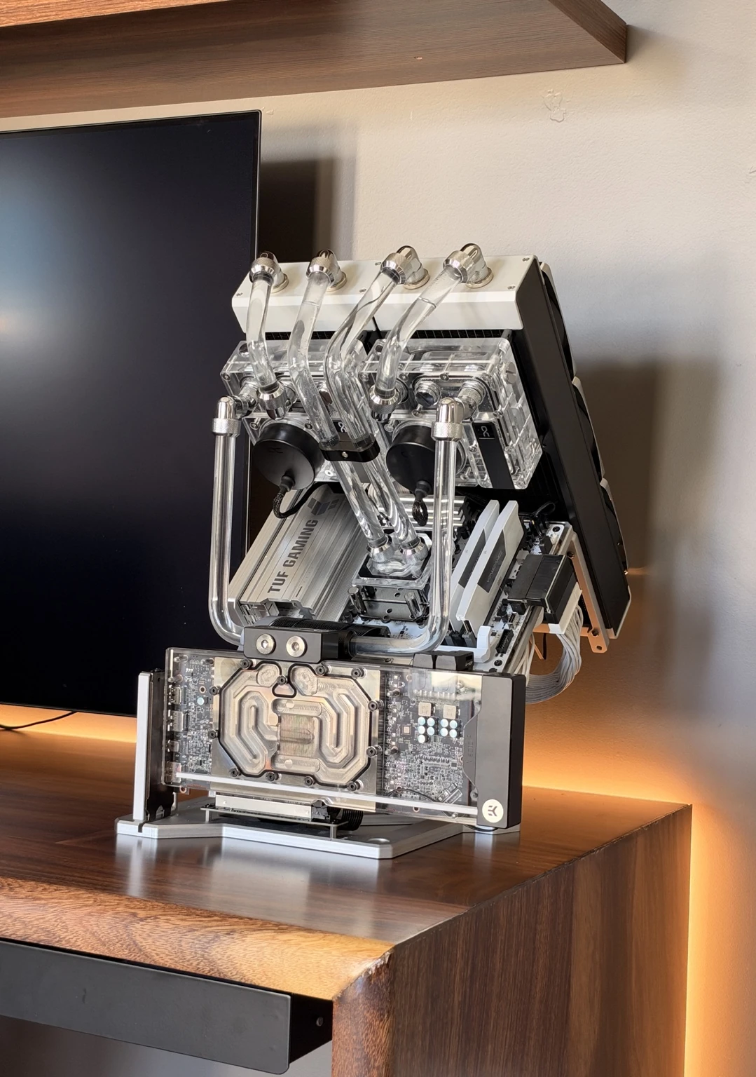 Modified A45 Max with clear acrylic tubing, chrome fittings, and a water-cooled graphics card