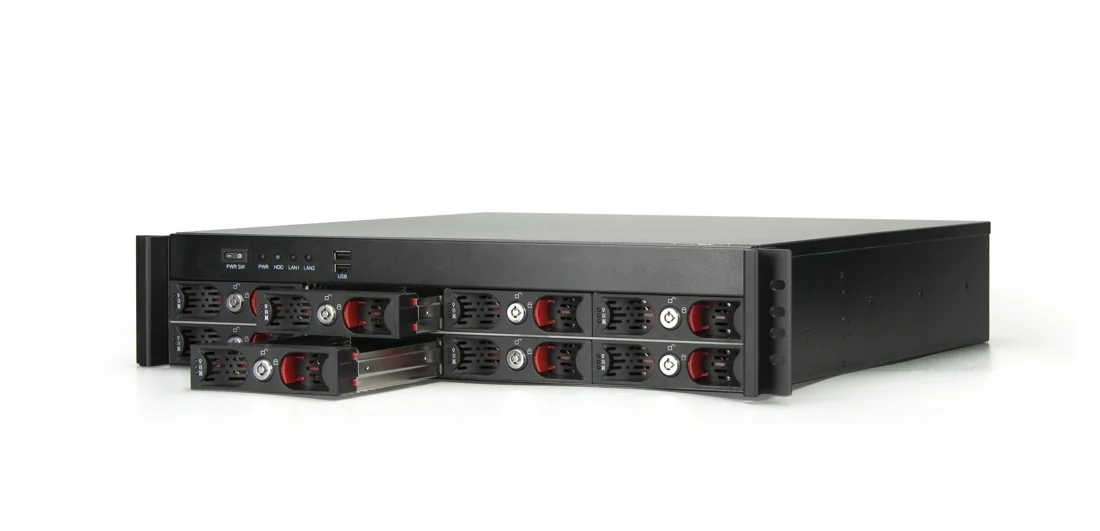 VIA NSR7800 network storage server with a drive tray pulled out